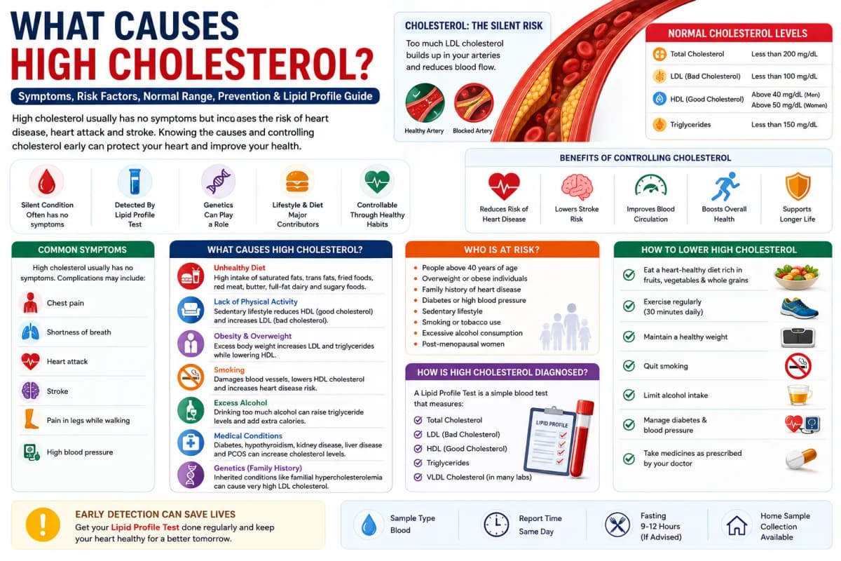 What Causes High Cholesterol? Symptoms, Risk Factors, Prevention & Lipid Profile Guide