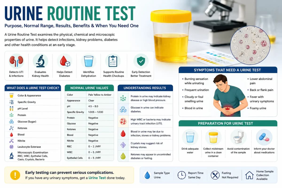 Urine Routine Test Guide: Normal Range, UTI, Kidney Health, Results & When You Need One